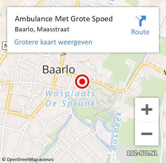 Locatie op kaart van de 112 melding: Ambulance Met Grote Spoed Naar Baarlo, Maasstraat op 28 maart 2014 13:45