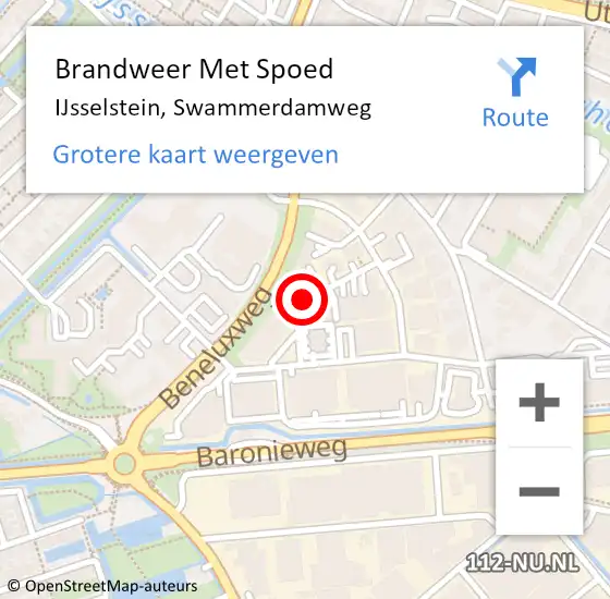 Locatie op kaart van de 112 melding: Brandweer Met Spoed Naar IJsselstein, Swammerdamweg op 6 april 2019 00:54