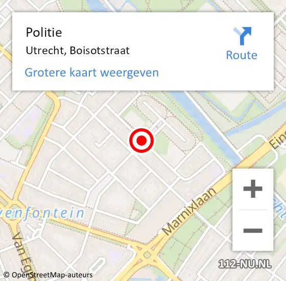 Locatie op kaart van de 112 melding: Politie Utrecht, Boisotstraat op 6 april 2019 01:33