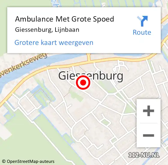 Locatie op kaart van de 112 melding: Ambulance Met Grote Spoed Naar Giessenburg, Lijnbaan op 6 april 2019 03:26