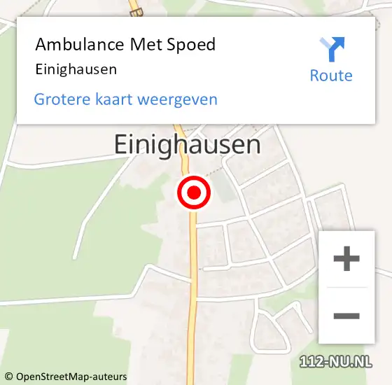 Locatie op kaart van de 112 melding: Ambulance Met Spoed Naar Einighausen op 28 maart 2014 13:51