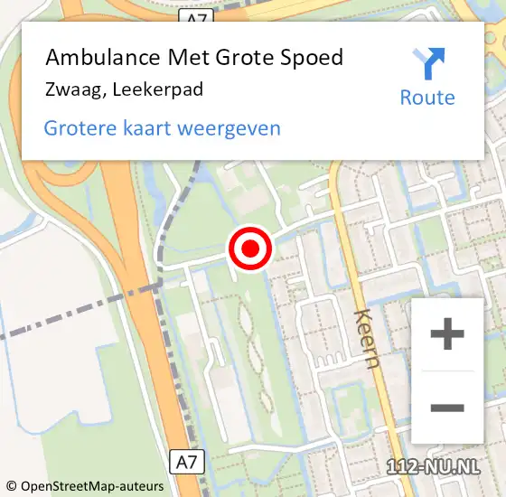 Locatie op kaart van de 112 melding: Ambulance Met Grote Spoed Naar Zwaag, Leekerpad op 6 april 2019 07:16