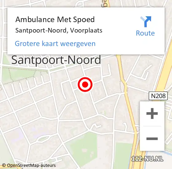 Locatie op kaart van de 112 melding: Ambulance Met Spoed Naar Santpoort-Noord, Voorplaats op 6 april 2019 07:30