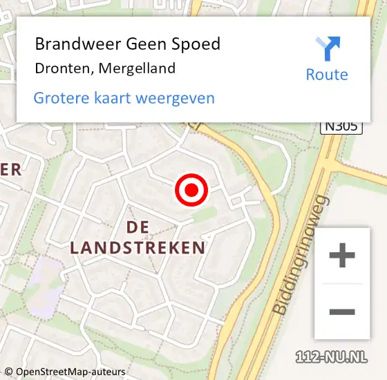 Locatie op kaart van de 112 melding: Brandweer Geen Spoed Naar Dronten, Mergelland op 6 april 2019 09:02