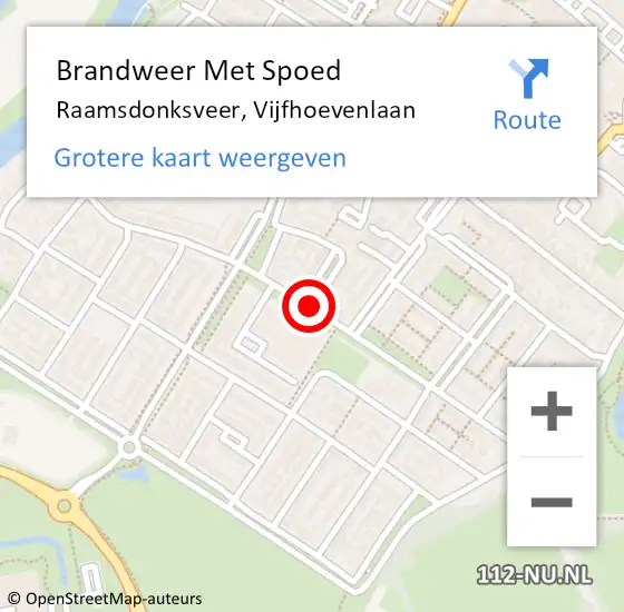 Locatie op kaart van de 112 melding: Brandweer Met Spoed Naar Raamsdonksveer, Vijfhoevenlaan op 6 april 2019 11:13