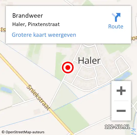 Locatie op kaart van de 112 melding: Brandweer Haler, Pinxtenstraat op 6 april 2019 11:28