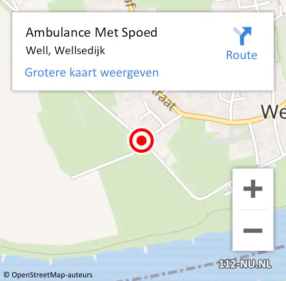 Locatie op kaart van de 112 melding: Ambulance Met Spoed Naar Well, Wellsedijk op 6 april 2019 11:48