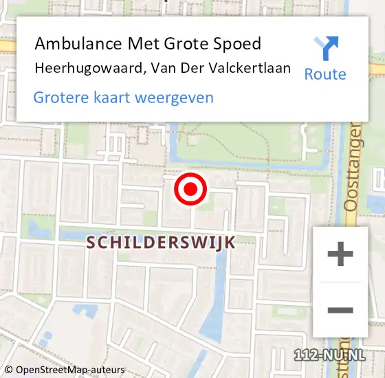 Locatie op kaart van de 112 melding: Ambulance Met Grote Spoed Naar Heerhugowaard, Van Der Valckertlaan op 6 april 2019 11:55