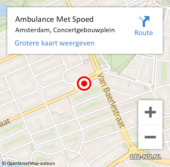 Locatie op kaart van de 112 melding: Ambulance Met Spoed Naar Amsterdam, Concertgebouwplein op 6 april 2019 13:04