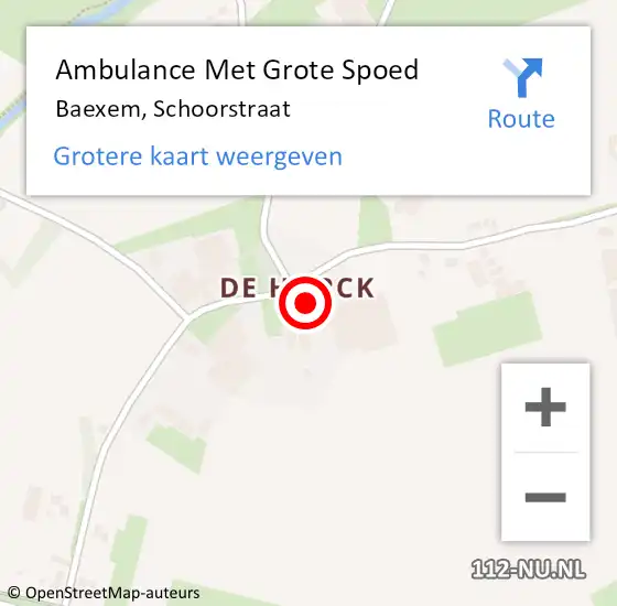 Locatie op kaart van de 112 melding: Ambulance Met Grote Spoed Naar Baexem, Schoorstraat op 26 september 2013 21:00