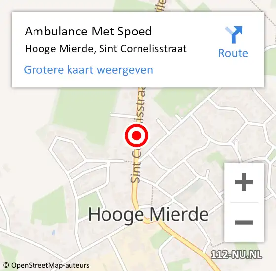 Locatie op kaart van de 112 melding: Ambulance Met Spoed Naar Hooge Mierde, Sint Cornelisstraat op 6 april 2019 15:09