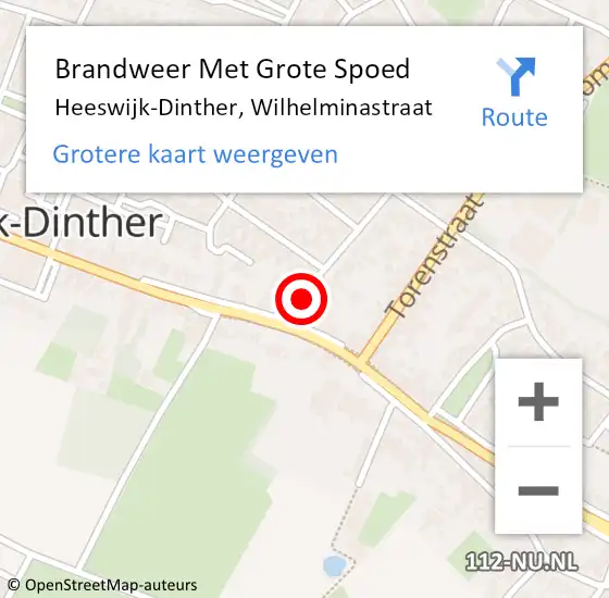 Locatie op kaart van de 112 melding: Brandweer Met Grote Spoed Naar Heeswijk-Dinther, Wilhelminastraat op 6 april 2019 15:10