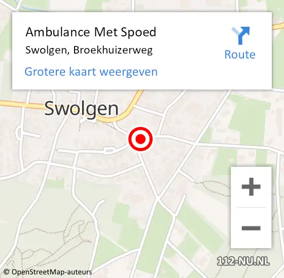 Locatie op kaart van de 112 melding: Ambulance Met Spoed Naar Swolgen, Broekhuizerweg op 28 maart 2014 14:29