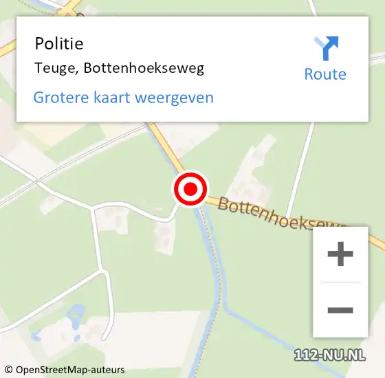 Locatie op kaart van de 112 melding: Politie Teuge, Bottenhoekseweg op 6 april 2019 16:59