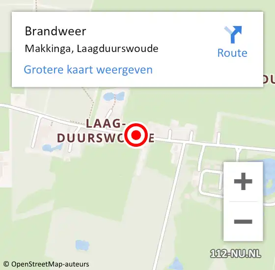 Locatie op kaart van de 112 melding: Brandweer Makkinga, Laagduurswoude op 6 april 2019 17:21