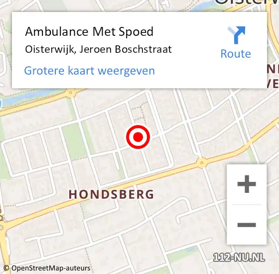 Locatie op kaart van de 112 melding: Ambulance Met Spoed Naar Oisterwijk, Jeroen Boschstraat op 6 april 2019 18:39