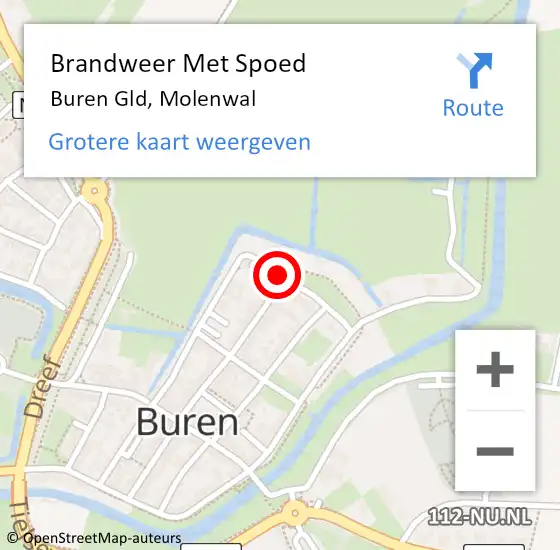 Locatie op kaart van de 112 melding: Brandweer Met Spoed Naar Buren Gld, Molenwal op 28 maart 2014 14:38