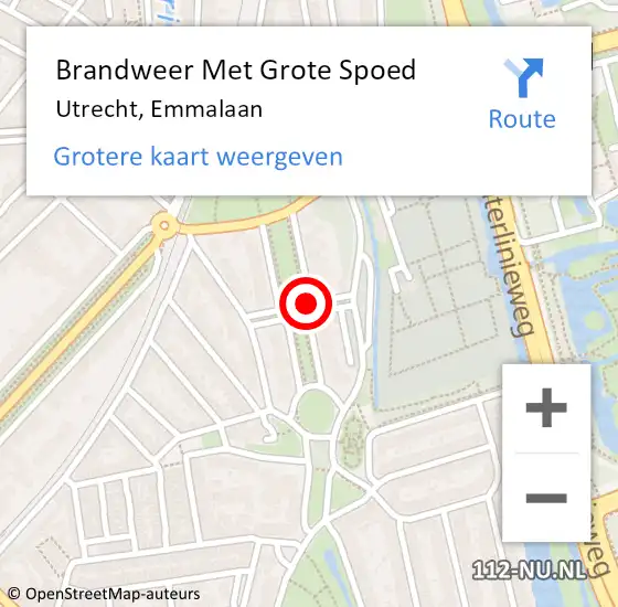 Locatie op kaart van de 112 melding: Brandweer Met Grote Spoed Naar Utrecht, Emmalaan op 6 april 2019 19:20