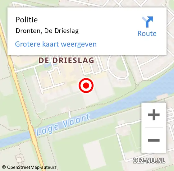 Locatie op kaart van de 112 melding: Politie Dronten, De Drieslag op 6 april 2019 19:46