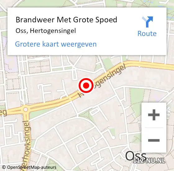 Locatie op kaart van de 112 melding: Brandweer Met Grote Spoed Naar Oss, Hertogensingel op 6 april 2019 19:54