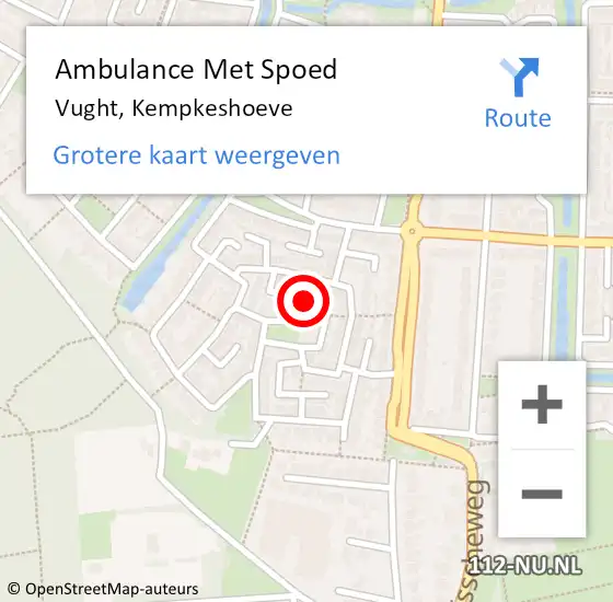 Locatie op kaart van de 112 melding: Ambulance Met Spoed Naar Vught, Kempkeshoeve op 6 april 2019 21:01