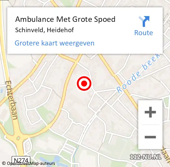 Locatie op kaart van de 112 melding: Ambulance Met Grote Spoed Naar Schinveld, Heidehof op 28 maart 2014 14:51