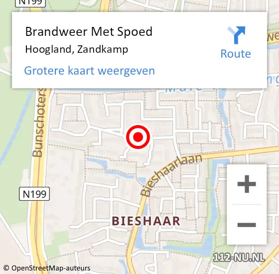 Locatie op kaart van de 112 melding: Brandweer Met Spoed Naar Hoogland, Zandkamp op 6 april 2019 22:03