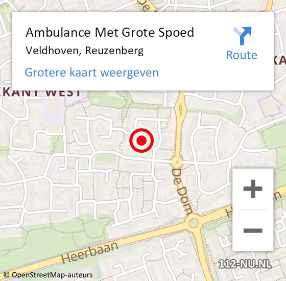 Locatie op kaart van de 112 melding: Ambulance Met Grote Spoed Naar Veldhoven, Reuzenberg op 6 april 2019 22:41