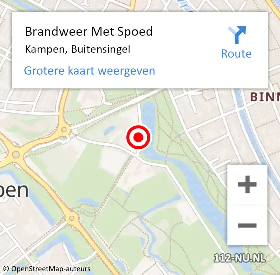 Locatie op kaart van de 112 melding: Brandweer Met Spoed Naar Kampen, Buitensingel op 6 april 2019 22:57