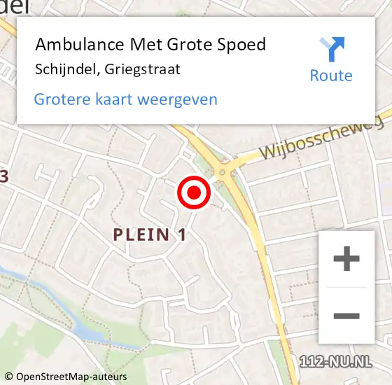 Locatie op kaart van de 112 melding: Ambulance Met Grote Spoed Naar Schijndel, Griegstraat op 28 maart 2014 14:55