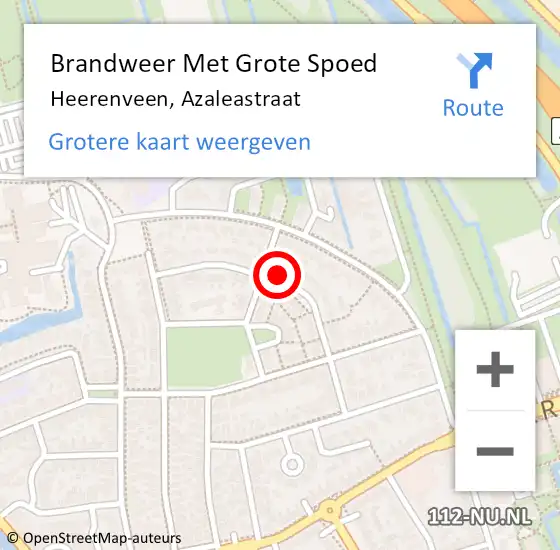 Locatie op kaart van de 112 melding: Brandweer Met Grote Spoed Naar Heerenveen, Azaleastraat op 6 april 2019 23:52