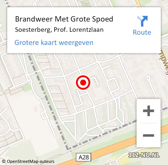 Locatie op kaart van de 112 melding: Brandweer Met Grote Spoed Naar Soesterberg, Prof. Lorentzlaan op 7 april 2019 00:23