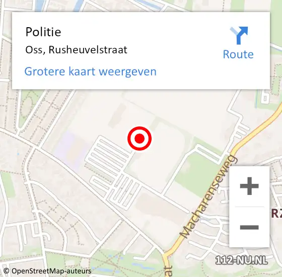 Locatie op kaart van de 112 melding: Politie Oss, Rusheuvelstraat op 7 april 2019 01:10