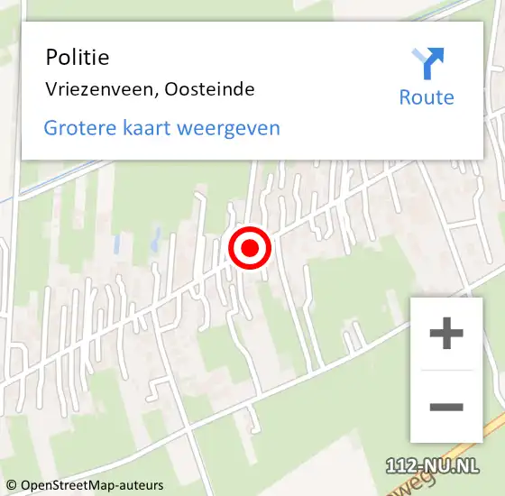 Locatie op kaart van de 112 melding: Politie Vriezenveen, Oosteinde op 7 april 2019 01:46