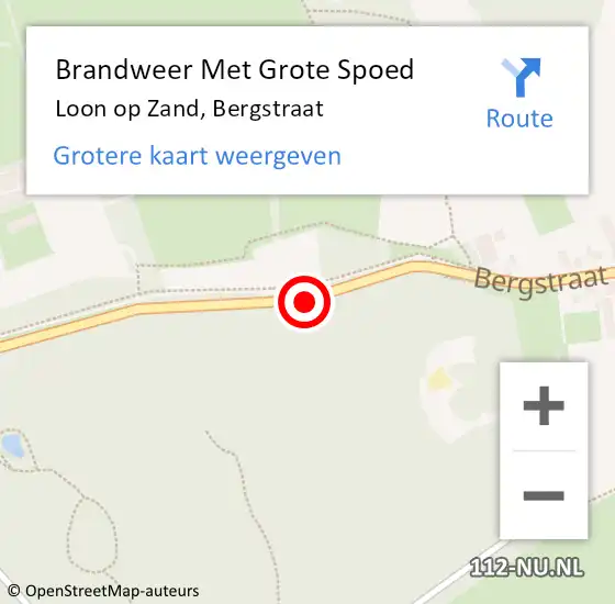 Locatie op kaart van de 112 melding: Brandweer Met Grote Spoed Naar Loon op Zand, Bergstraat op 7 april 2019 02:43