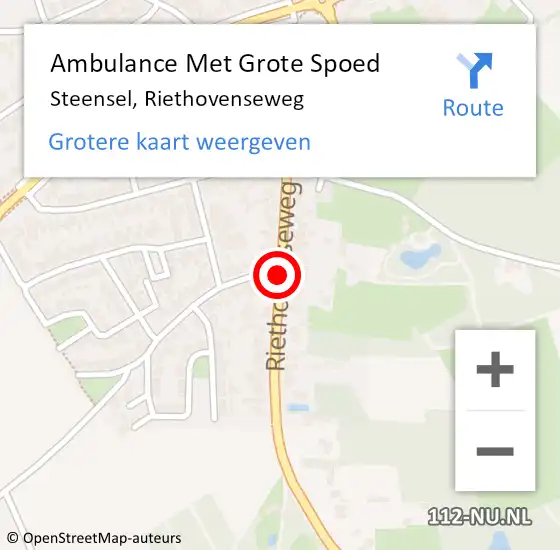 Locatie op kaart van de 112 melding: Ambulance Met Grote Spoed Naar Steensel, Riethovenseweg op 7 april 2019 02:46