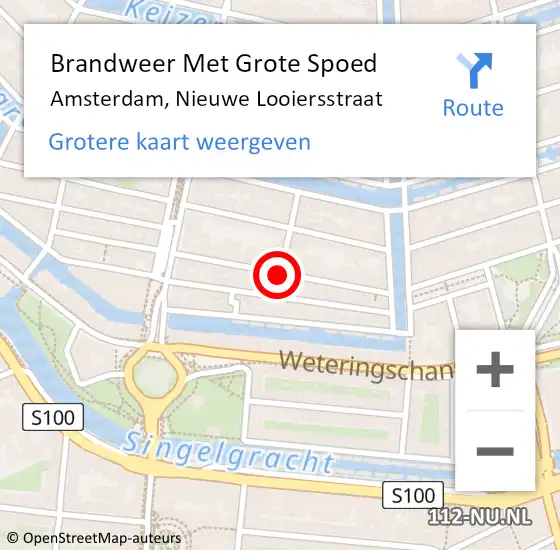 Locatie op kaart van de 112 melding: Brandweer Met Grote Spoed Naar Amsterdam, Nieuwe Looiersstraat op 7 april 2019 03:17