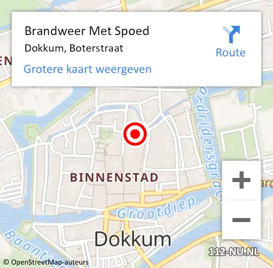 Locatie op kaart van de 112 melding: Brandweer Met Spoed Naar Dokkum, Boterstraat op 7 april 2019 04:08