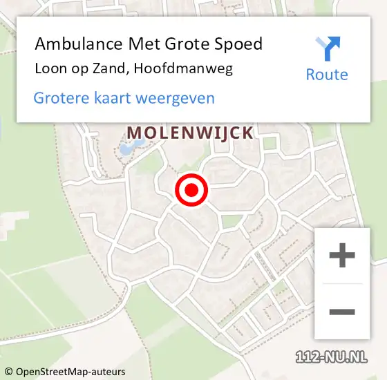 Locatie op kaart van de 112 melding: Ambulance Met Grote Spoed Naar Loon op Zand, Hoofdmanweg op 7 april 2019 05:24