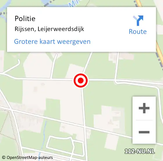 Locatie op kaart van de 112 melding: Politie Rijssen, Leijerweerdsdijk op 7 april 2019 05:33