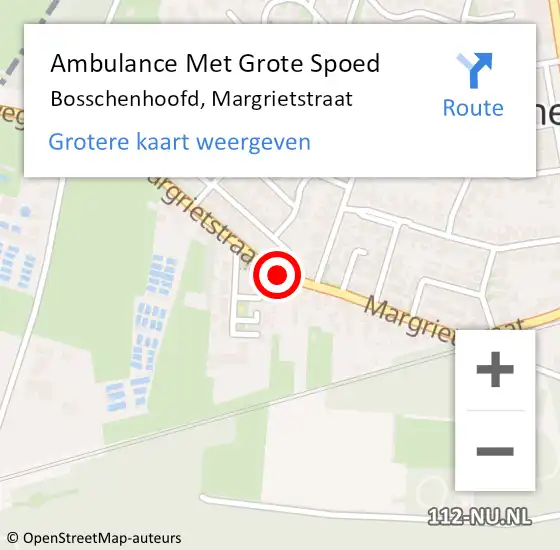 Locatie op kaart van de 112 melding: Ambulance Met Grote Spoed Naar Bosschenhoofd, Margrietstraat op 7 april 2019 05:52