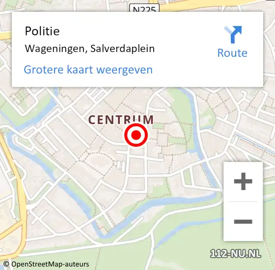 Locatie op kaart van de 112 melding: Politie Wageningen, Salverdaplein op 7 april 2019 08:58