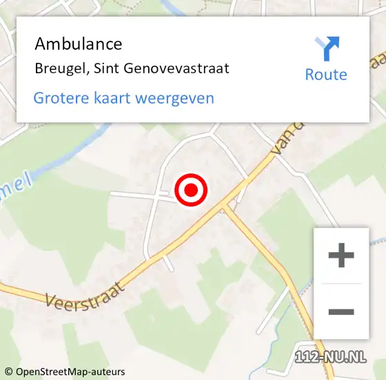 Locatie op kaart van de 112 melding: Ambulance Breugel, Sint Genovevastraat op 7 april 2019 09:00
