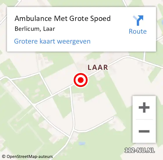 Locatie op kaart van de 112 melding: Ambulance Met Grote Spoed Naar Berlicum, Laar op 7 april 2019 09:04