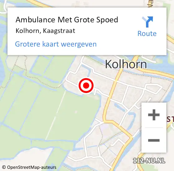 Locatie op kaart van de 112 melding: Ambulance Met Grote Spoed Naar Kolhorn, Kaagstraat op 7 april 2019 09:16