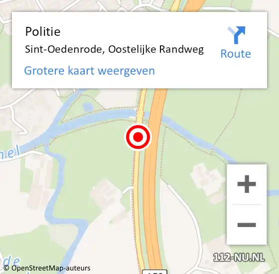 Locatie op kaart van de 112 melding: Politie Sint-Oedenrode, Oostelijke Randweg op 7 april 2019 10:03