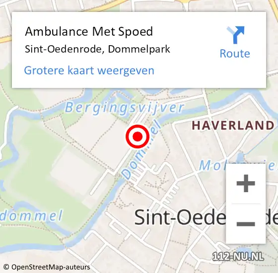 Locatie op kaart van de 112 melding: Ambulance Met Spoed Naar Sint-Oedenrode, Dommelpark op 7 april 2019 10:38