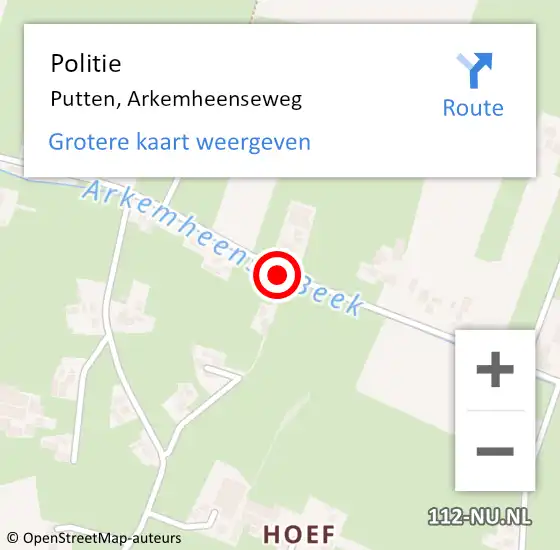 Locatie op kaart van de 112 melding: Politie Putten, Arkemheenseweg op 7 april 2019 11:00