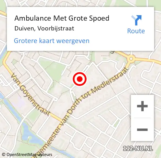 Locatie op kaart van de 112 melding: Ambulance Met Grote Spoed Naar Duiven, Voorbijstraat op 7 april 2019 11:19