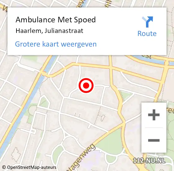 Locatie op kaart van de 112 melding: Ambulance Met Spoed Naar Haarlem, Julianastraat op 7 april 2019 11:30